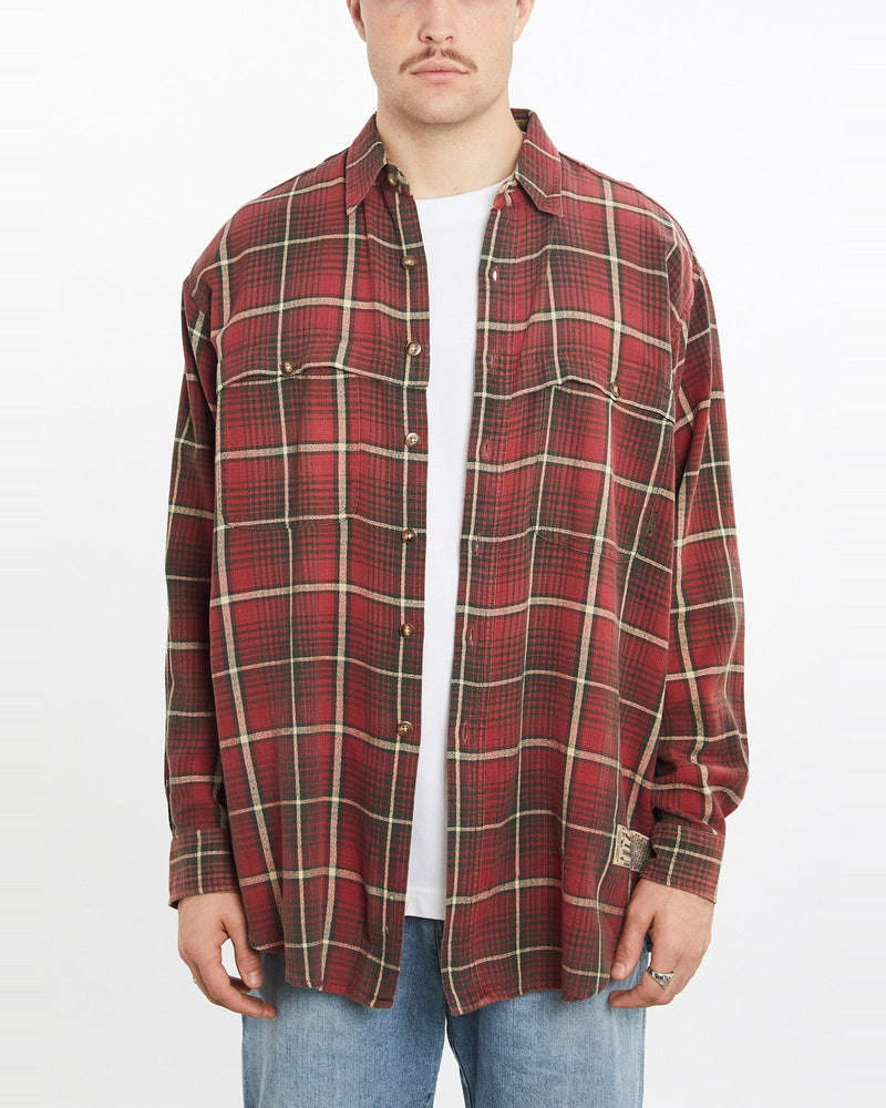 Vintage, 90s, Timberland, Button, Up, Shirt, The Real Deal, size double extra large, colour Red, newtown, sydney, australia, thrift store, opshop, preloved, secondhand, sustainable, retro, antique, 70s, 80s, 90s, 2000s, 00s, fashion, clothing, streetwear, trendy, garment, style, boutique, store, shop, archive, sale, cheap, best, top, Shirts