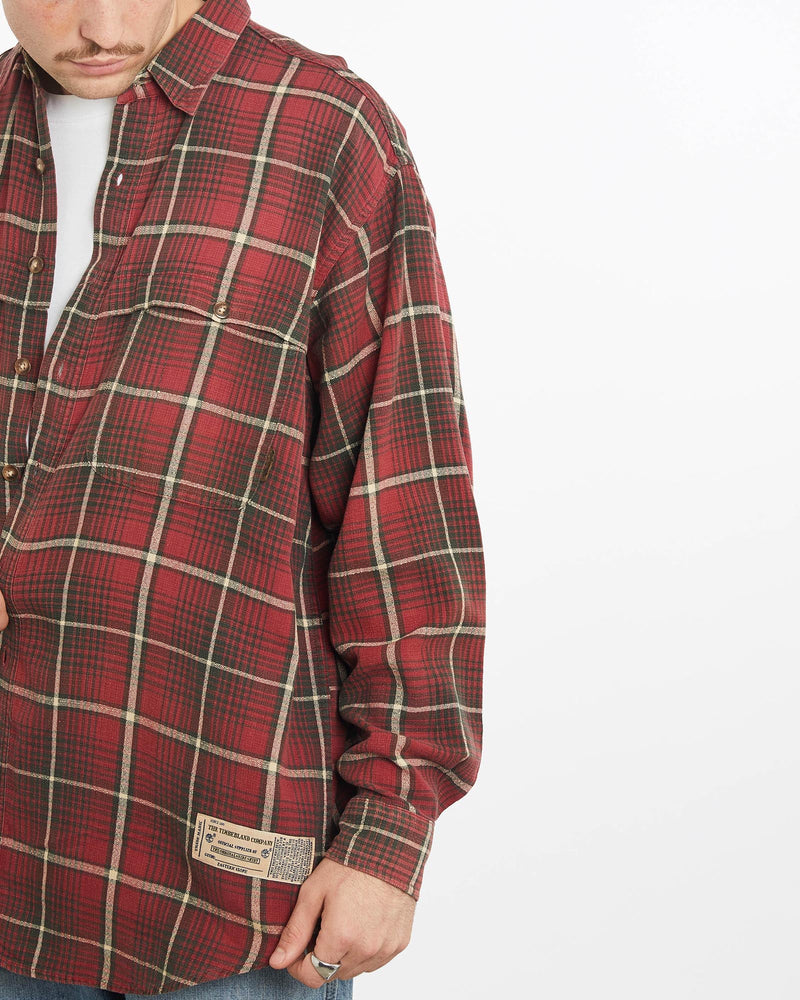 Vintage, 90s, Timberland, Button, Up, Shirt, The Real Deal, size double extra large, colour Red, newtown, sydney, australia, thrift store, opshop, preloved, secondhand, sustainable, retro, antique, 70s, 80s, 90s, 2000s, 00s, fashion, clothing, streetwear, trendy, garment, style, boutique, store, shop, archive, sale, cheap, best, top, Shirts