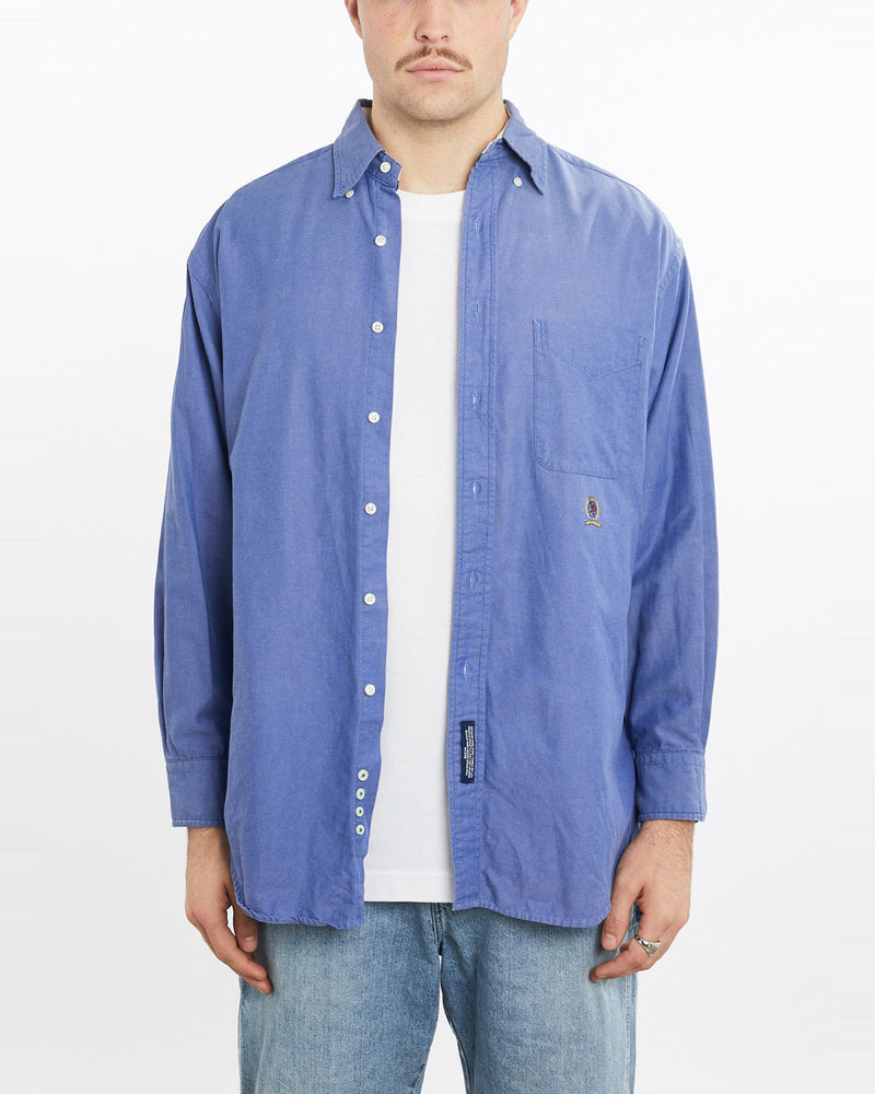 Vintage, 90s, Tommy, Hilfiger, Button, Up, Shirt, The Real Deal, size extra large, colour Blue, newtown, sydney, australia, thrift store, opshop, preloved, secondhand, sustainable, retro, antique, 70s, 80s, 90s, 2000s, 00s, fashion, clothing, streetwear, trendy, garment, style, boutique, store, shop, archive, sale, cheap, best, top, Shirts