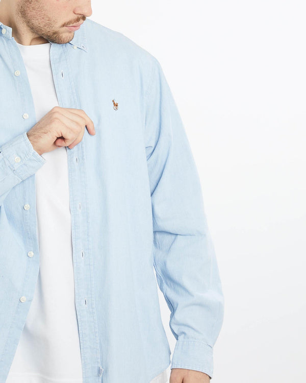 Vintage, 90s, Polo, Ralph, Lauren, Button, Up, Shirt, The Real Deal, size extra large, colour Blue, newtown, sydney, australia, thrift store, opshop, preloved, secondhand, sustainable, retro, antique, 70s, 80s, 90s, 2000s, 00s, fashion, clothing, streetwear, trendy, garment, style, boutique, store, shop, archive, sale, cheap, best, top, Shirts