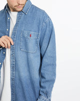 Vintage, 90s, Polo, Ralph, Lauren, Denim, Button, Up, Shirt, The Real Deal, size extra large, colour Blue, newtown, sydney, australia, thrift store, opshop, preloved, secondhand, sustainable, retro, antique, 70s, 80s, 90s, 2000s, 00s, fashion, clothing, streetwear, trendy, garment, style, boutique, store, shop, archive, sale, cheap, best, top, Shirts