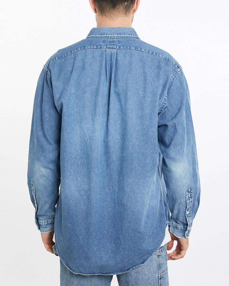 Vintage, 90s, Polo, Ralph, Lauren, Denim, Button, Up, Shirt, The Real Deal, size extra large, colour Blue, newtown, sydney, australia, thrift store, opshop, preloved, secondhand, sustainable, retro, antique, 70s, 80s, 90s, 2000s, 00s, fashion, clothing, streetwear, trendy, garment, style, boutique, store, shop, archive, sale, cheap, best, top, Shirts