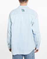 Vintage, 90s, Hard, Rock, Cafe, Tokyo, Denim, Button, Up, Shirt, The Real Deal, size extra large, colour Blue, newtown, sydney, australia, thrift store, opshop, preloved, secondhand, sustainable, retro, antique, 70s, 80s, 90s, 2000s, 00s, fashion, clothing, streetwear, trendy, garment, style, boutique, store, shop, archive, sale, cheap, best, top, Shirts