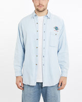 Vintage, 90s, Hard, Rock, Cafe, Buenos, Aires, Denim, Button, Up, Shirt, The Real Deal, size extra large, colour Blue, newtown, sydney, australia, thrift store, opshop, preloved, secondhand, sustainable, retro, antique, 70s, 80s, 90s, 2000s, 00s, fashion, clothing, streetwear, trendy, garment, style, boutique, store, shop, archive, sale, cheap, best, top, Shirts