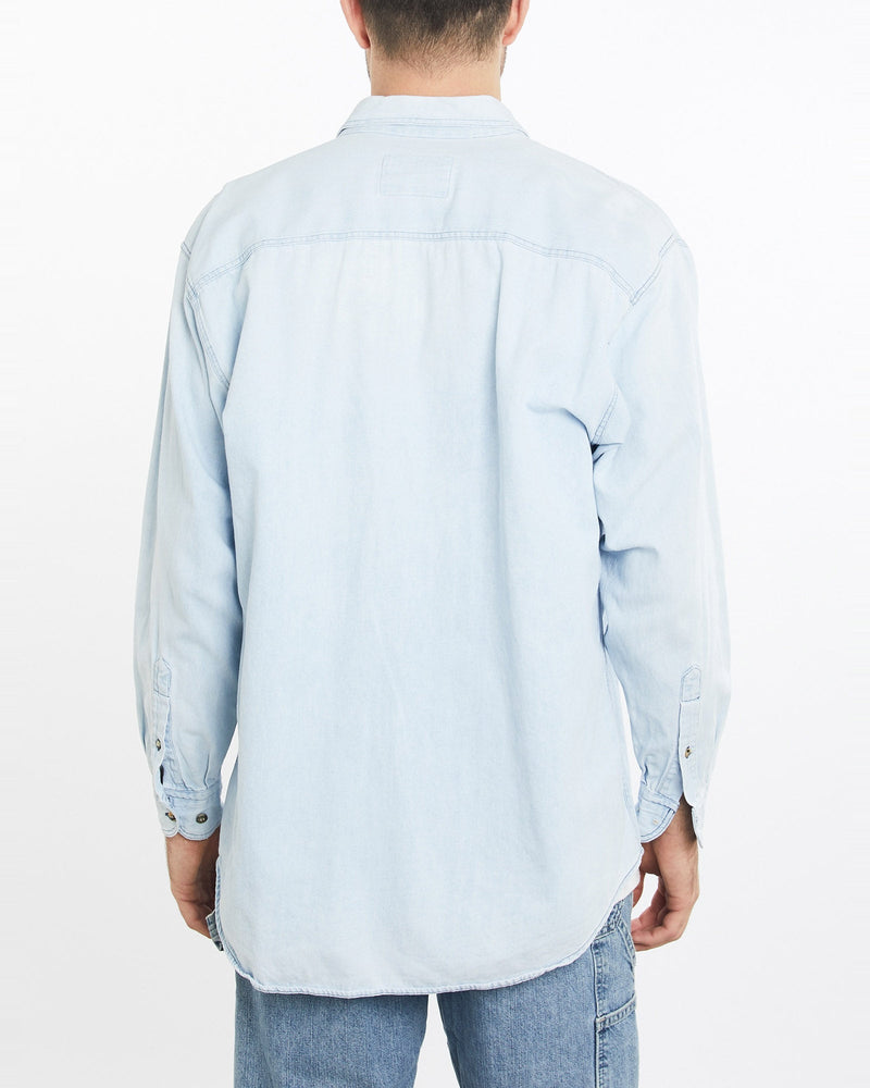 Vintage, 90s, Hard, Rock, Cafe, Buenos, Aires, Denim, Button, Up, Shirt, The Real Deal, size extra large, colour Blue, newtown, sydney, australia, thrift store, opshop, preloved, secondhand, sustainable, retro, antique, 70s, 80s, 90s, 2000s, 00s, fashion, clothing, streetwear, trendy, garment, style, boutique, store, shop, archive, sale, cheap, best, top, Shirts