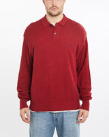 Vintage, 90s, Polo, Ralph, Lauren, Collared, Knit, Sweater, The Real Deal, size extra large, colour Red, newtown, sydney, australia, thrift store, opshop, preloved, secondhand, sustainable, retro, antique, 70s, 80s, 90s, 2000s, 00s, fashion, clothing, streetwear, trendy, garment, style, boutique, store, shop, archive, sale, cheap, best, top, Sweats and hoodies