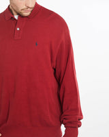 Vintage, 90s, Polo, Ralph, Lauren, Collared, Knit, Sweater, The Real Deal, size extra large, colour Red, newtown, sydney, australia, thrift store, opshop, preloved, secondhand, sustainable, retro, antique, 70s, 80s, 90s, 2000s, 00s, fashion, clothing, streetwear, trendy, garment, style, boutique, store, shop, archive, sale, cheap, best, top, Sweats and hoodies