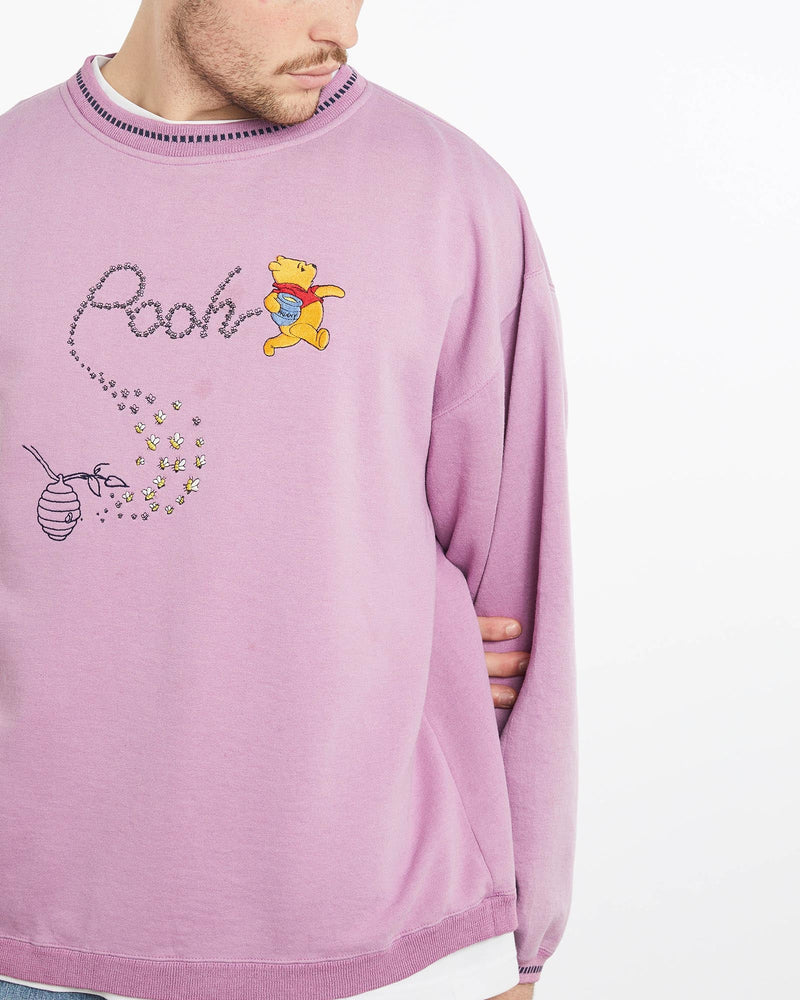 Vintage, 90s, Disney, Winnie, The, Pooh, Sweatshirt, The Real Deal, size extra large, colour Burgundy, newtown, sydney, australia, thrift store, opshop, preloved, secondhand, sustainable, retro, antique, 70s, 80s, 90s, 2000s, 00s, fashion, clothing, streetwear, trendy, garment, style, boutique, store, shop, archive, sale, cheap, best, top, Sweats and hoodies