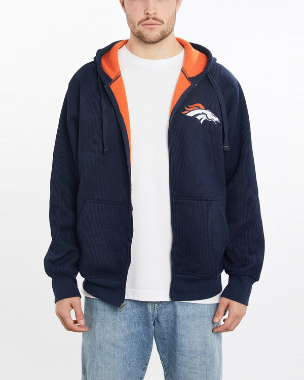 Vintage, NFL, Denver, Broncos, Fleece, Lined, Hooded, Sweatshirt, The Real Deal, size extra large, colour Navy, newtown, sydney, australia, thrift store, opshop, preloved, secondhand, sustainable, retro, antique, 70s, 80s, 90s, 2000s, 00s, fashion, clothing, streetwear, trendy, garment, style, boutique, store, shop, archive, sale, cheap, best, top, Sweats and hoodies