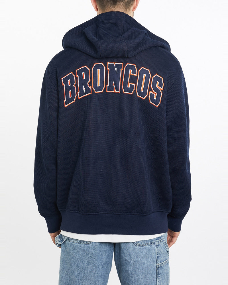 Vintage, NFL, Denver, Broncos, Fleece, Lined, Hooded, Sweatshirt, The Real Deal, size extra large, colour Navy, newtown, sydney, australia, thrift store, opshop, preloved, secondhand, sustainable, retro, antique, 70s, 80s, 90s, 2000s, 00s, fashion, clothing, streetwear, trendy, garment, style, boutique, store, shop, archive, sale, cheap, best, top, Sweats and hoodies