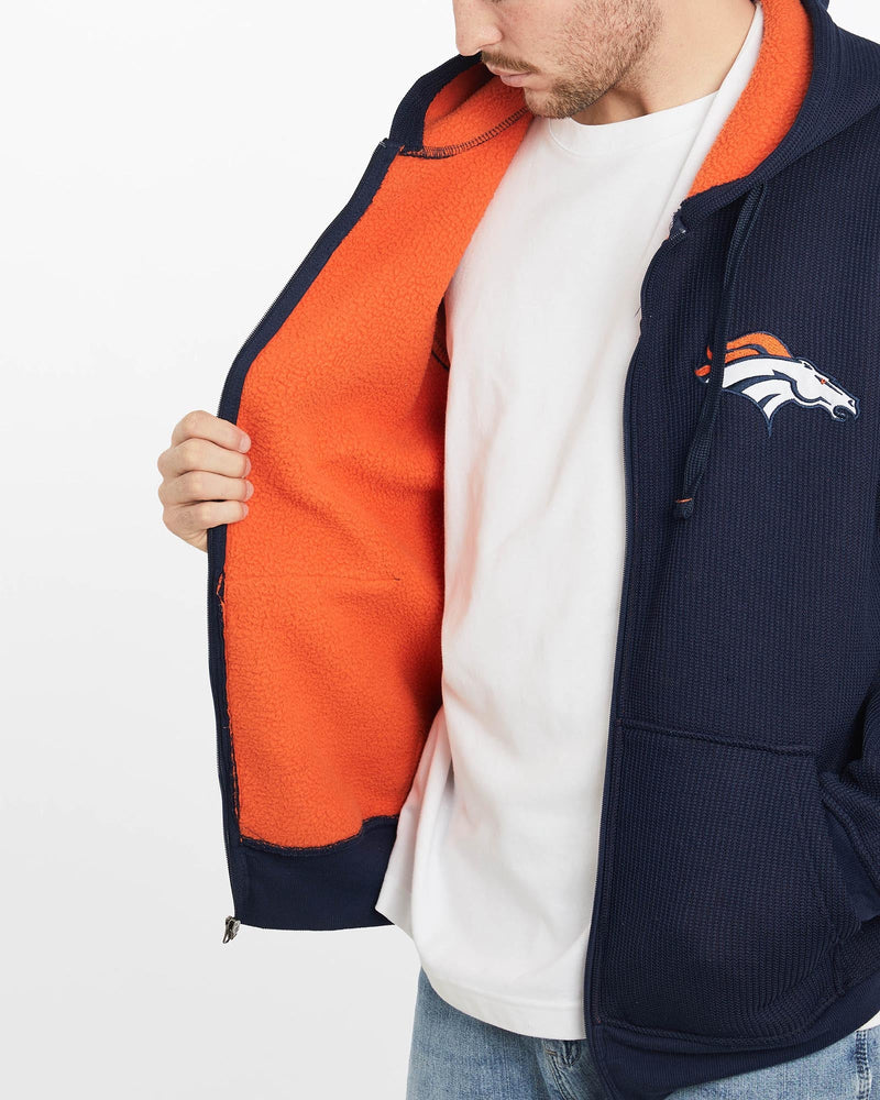 Vintage, NFL, Denver, Broncos, Fleece, Lined, Hooded, Sweatshirt, The Real Deal, size extra large, colour Navy, newtown, sydney, australia, thrift store, opshop, preloved, secondhand, sustainable, retro, antique, 70s, 80s, 90s, 2000s, 00s, fashion, clothing, streetwear, trendy, garment, style, boutique, store, shop, archive, sale, cheap, best, top, Sweats and hoodies