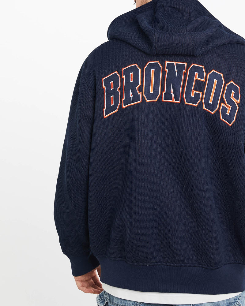Vintage, NFL, Denver, Broncos, Fleece, Lined, Hooded, Sweatshirt, The Real Deal, size extra large, colour Navy, newtown, sydney, australia, thrift store, opshop, preloved, secondhand, sustainable, retro, antique, 70s, 80s, 90s, 2000s, 00s, fashion, clothing, streetwear, trendy, garment, style, boutique, store, shop, archive, sale, cheap, best, top, Sweats and hoodies