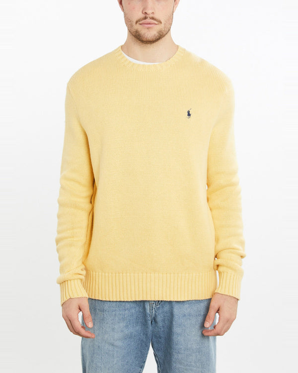 Vintage, 90s, Polo, Ralph, Lauren, Knit, Sweater, The Real Deal, size large, colour Yellow, newtown, sydney, australia, thrift store, opshop, preloved, secondhand, sustainable, retro, antique, 70s, 80s, 90s, 2000s, 00s, fashion, clothing, streetwear, trendy, garment, style, boutique, store, shop, archive, sale, cheap, best, top, Sweats and hoodies