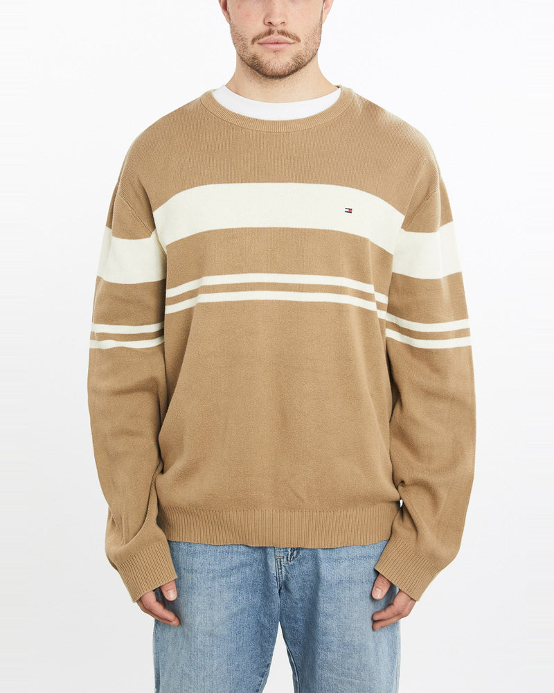 Vintage, Tommy, Hilfiger, Knit, Sweater, The Real Deal, size extra large, colour Beige, newtown, sydney, australia, thrift store, opshop, preloved, secondhand, sustainable, retro, antique, 70s, 80s, 90s, 2000s, 00s, fashion, clothing, streetwear, trendy, garment, style, boutique, store, shop, archive, sale, cheap, best, top, Sweats and hoodies