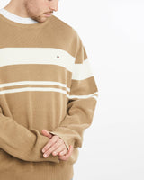 Vintage, Tommy, Hilfiger, Knit, Sweater, The Real Deal, size extra large, colour Beige, newtown, sydney, australia, thrift store, opshop, preloved, secondhand, sustainable, retro, antique, 70s, 80s, 90s, 2000s, 00s, fashion, clothing, streetwear, trendy, garment, style, boutique, store, shop, archive, sale, cheap, best, top, Sweats and hoodies