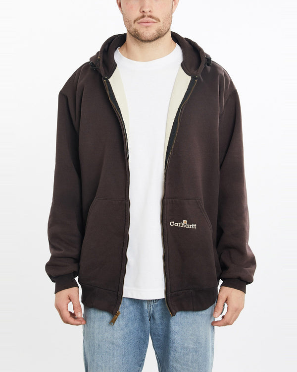 Vintage, 90s, Carhartt, Thermal, Lined, Hooded, Sweatshirt, The Real Deal, size extra large, colour Brown, newtown, sydney, australia, thrift store, opshop, preloved, secondhand, sustainable, retro, antique, 70s, 80s, 90s, 2000s, 00s, fashion, clothing, streetwear, trendy, garment, style, boutique, store, shop, archive, sale, cheap, best, top, Sweats and hoodies
