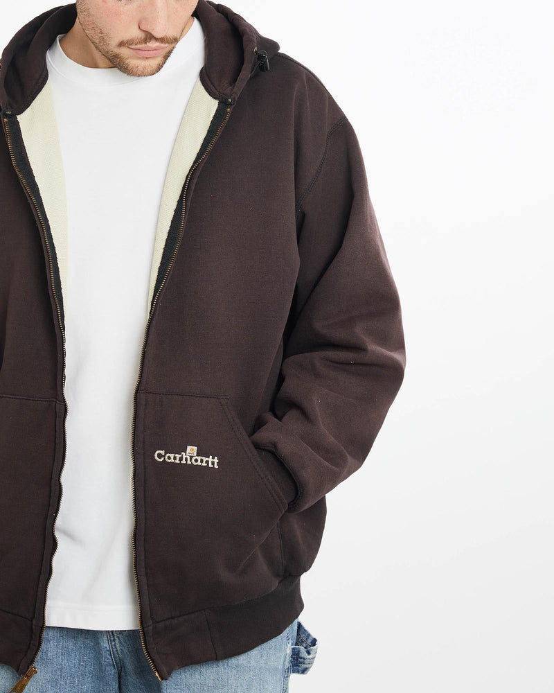 Vintage, 90s, Carhartt, Thermal, Lined, Hooded, Sweatshirt, The Real Deal, size extra large, colour Brown, newtown, sydney, australia, thrift store, opshop, preloved, secondhand, sustainable, retro, antique, 70s, 80s, 90s, 2000s, 00s, fashion, clothing, streetwear, trendy, garment, style, boutique, store, shop, archive, sale, cheap, best, top, Sweats and hoodies