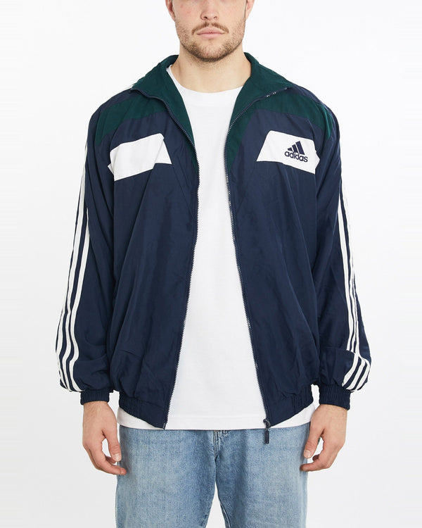 Vintage, 90s, Adidas, Track, Jacket, The Real Deal, size extra large, colour Navy, newtown, sydney, australia, thrift store, opshop, preloved, secondhand, sustainable, retro, antique, 70s, 80s, 90s, 2000s, 00s, fashion, clothing, streetwear, trendy, garment, style, boutique, store, shop, archive, sale, cheap, best, top, Jackets