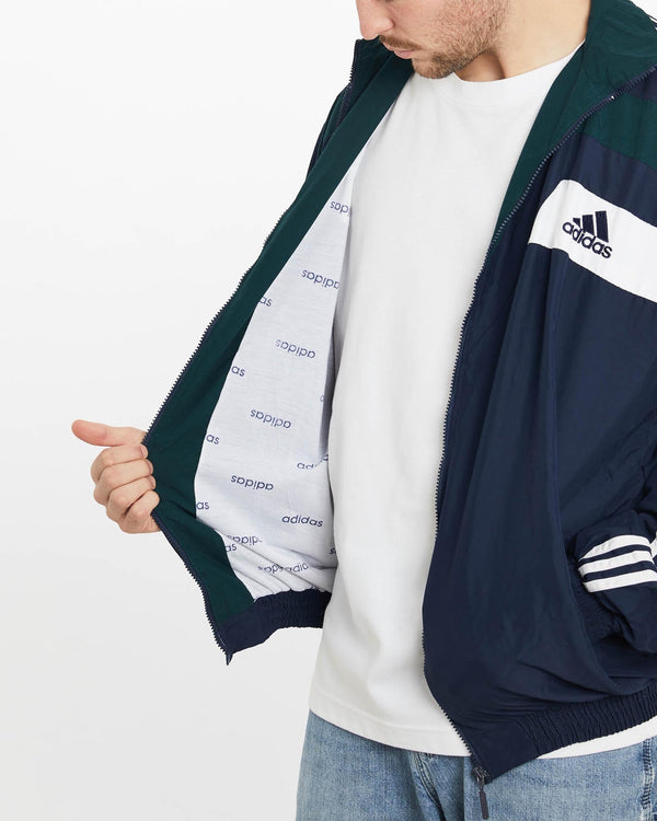 Vintage, 90s, Adidas, Track, Jacket, The Real Deal, size extra large, colour Navy, newtown, sydney, australia, thrift store, opshop, preloved, secondhand, sustainable, retro, antique, 70s, 80s, 90s, 2000s, 00s, fashion, clothing, streetwear, trendy, garment, style, boutique, store, shop, archive, sale, cheap, best, top, Jackets