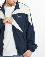 Vintage, 90s, Reebok, Track, Jacket, The Real Deal, size extra large, colour Navy, newtown, sydney, australia, thrift store, opshop, preloved, secondhand, sustainable, retro, antique, 70s, 80s, 90s, 2000s, 00s, fashion, clothing, streetwear, trendy, garment, style, boutique, store, shop, archive, sale, cheap, best, top, Jackets