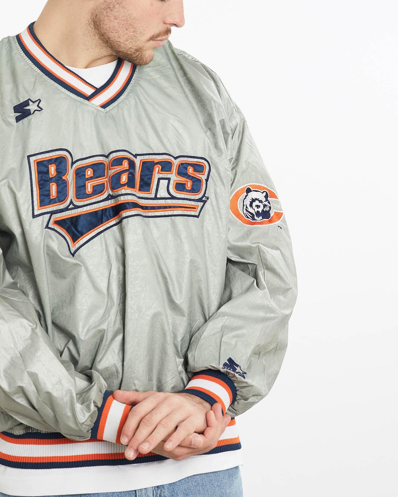 Vintage, 90s, Starter, NFL, Chicago, Bears, Pullover, Jacket, The Real Deal, size extra large, colour Grey, newtown, sydney, australia, thrift store, opshop, preloved, secondhand, sustainable, retro, antique, 70s, 80s, 90s, 2000s, 00s, fashion, clothing, streetwear, trendy, garment, style, boutique, store, shop, archive, sale, cheap, best, top, Jackets