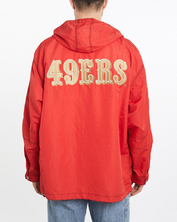 Vintage, 90s, NFL, San, Francisco, 49ers, Jacket, The Real Deal, size extra large, colour Red, newtown, sydney, australia, thrift store, opshop, preloved, secondhand, sustainable, retro, antique, 70s, 80s, 90s, 2000s, 00s, fashion, clothing, streetwear, trendy, garment, style, boutique, store, shop, archive, sale, cheap, best, top, Jackets