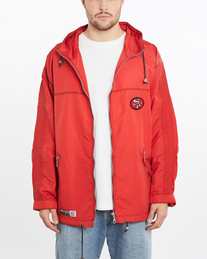 Vintage, 90s, NFL, San, Francisco, 49ers, Jacket, The Real Deal, size extra large, colour Red, newtown, sydney, australia, thrift store, opshop, preloved, secondhand, sustainable, retro, antique, 70s, 80s, 90s, 2000s, 00s, fashion, clothing, streetwear, trendy, garment, style, boutique, store, shop, archive, sale, cheap, best, top, Jackets