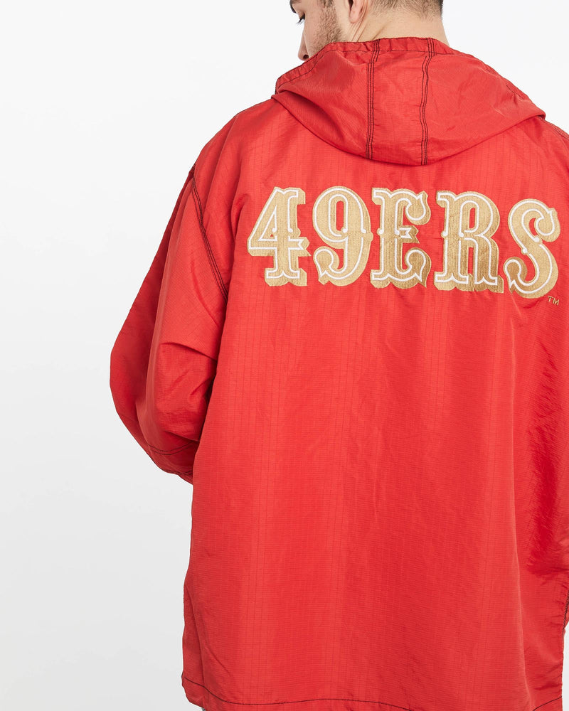 Vintage, 90s, NFL, San, Francisco, 49ers, Jacket, The Real Deal, size extra large, colour Red, newtown, sydney, australia, thrift store, opshop, preloved, secondhand, sustainable, retro, antique, 70s, 80s, 90s, 2000s, 00s, fashion, clothing, streetwear, trendy, garment, style, boutique, store, shop, archive, sale, cheap, best, top, Jackets
