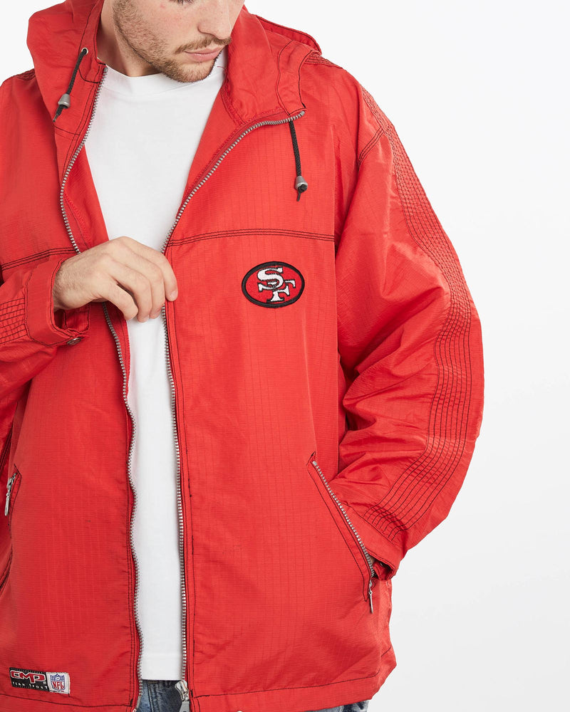 Vintage, 90s, NFL, San, Francisco, 49ers, Jacket, The Real Deal, size extra large, colour Red, newtown, sydney, australia, thrift store, opshop, preloved, secondhand, sustainable, retro, antique, 70s, 80s, 90s, 2000s, 00s, fashion, clothing, streetwear, trendy, garment, style, boutique, store, shop, archive, sale, cheap, best, top, Jackets