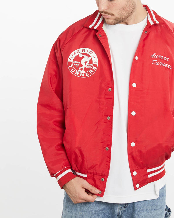 Vintage, 90s, American, Turners, Bomber, Jacket, The Real Deal, size extra large, colour Red, newtown, sydney, australia, thrift store, opshop, preloved, secondhand, sustainable, retro, antique, 70s, 80s, 90s, 2000s, 00s, fashion, clothing, streetwear, trendy, garment, style, boutique, store, shop, archive, sale, cheap, best, top, Jackets