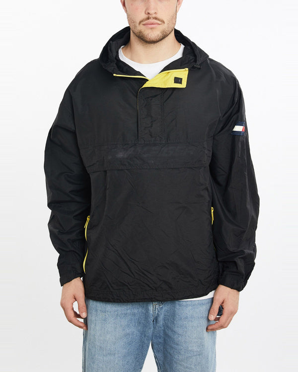 Vintage, Tommy, Hilfiger, Athletics, Windbreaker, Jacket, The Real Deal, size extra large, colour Black, newtown, sydney, australia, thrift store, opshop, preloved, secondhand, sustainable, retro, antique, 70s, 80s, 90s, 2000s, 00s, fashion, clothing, streetwear, trendy, garment, style, boutique, store, shop, archive, sale, cheap, best, top, Jackets