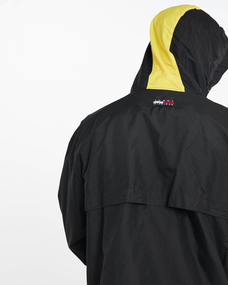 Vintage, Tommy, Hilfiger, Athletics, Windbreaker, Jacket, The Real Deal, size extra large, colour Black, newtown, sydney, australia, thrift store, opshop, preloved, secondhand, sustainable, retro, antique, 70s, 80s, 90s, 2000s, 00s, fashion, clothing, streetwear, trendy, garment, style, boutique, store, shop, archive, sale, cheap, best, top, Jackets