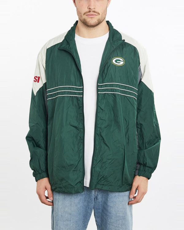 Vintage, NFL, Green, Bay, Packers, Track, Jacket, The Real Deal, size extra large, colour Green, newtown, sydney, australia, thrift store, opshop, preloved, secondhand, sustainable, retro, antique, 70s, 80s, 90s, 2000s, 00s, fashion, clothing, streetwear, trendy, garment, style, boutique, store, shop, archive, sale, cheap, best, top, Jackets