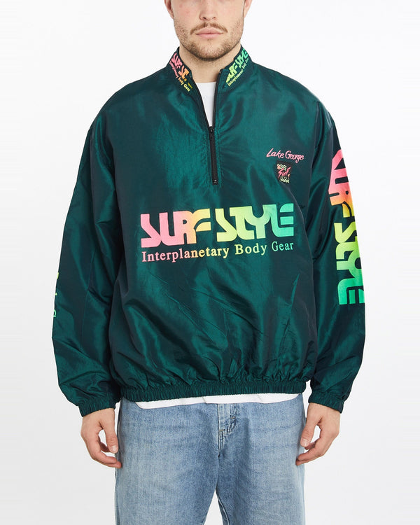 Vintage, 90s, Surf, Style, Windbreaker, Jacket, The Real Deal, size extra large, colour Green, newtown, sydney, australia, thrift store, opshop, preloved, secondhand, sustainable, retro, antique, 70s, 80s, 90s, 2000s, 00s, fashion, clothing, streetwear, trendy, garment, style, boutique, store, shop, archive, sale, cheap, best, top, Jackets