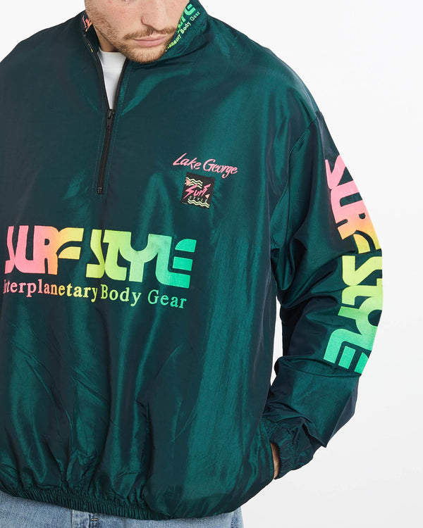 Vintage, 90s, Surf, Style, Windbreaker, Jacket, The Real Deal, size extra large, colour Green, newtown, sydney, australia, thrift store, opshop, preloved, secondhand, sustainable, retro, antique, 70s, 80s, 90s, 2000s, 00s, fashion, clothing, streetwear, trendy, garment, style, boutique, store, shop, archive, sale, cheap, best, top, Jackets
