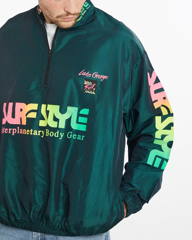 Vintage, 90s, Surf, Style, Windbreaker, Jacket, The Real Deal, size extra large, colour Green, newtown, sydney, australia, thrift store, opshop, preloved, secondhand, sustainable, retro, antique, 70s, 80s, 90s, 2000s, 00s, fashion, clothing, streetwear, trendy, garment, style, boutique, store, shop, archive, sale, cheap, best, top, Jackets