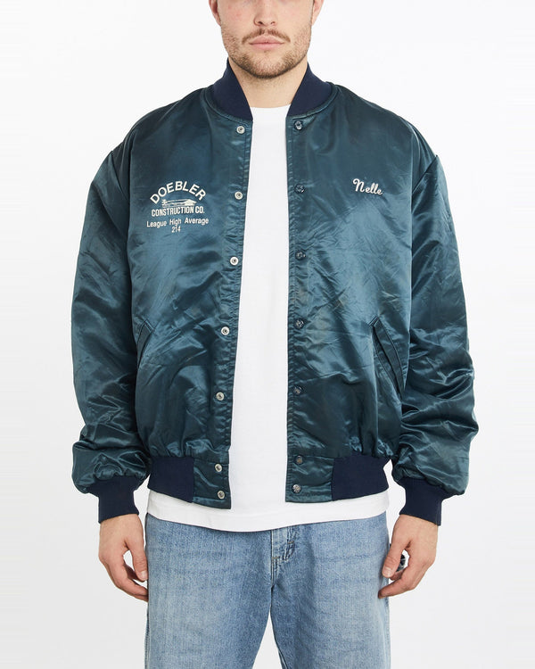 Vintage, 90s, Bowling, Champs, Satin, Bomber, Jacket, The Real Deal, size extra large, colour Blue, newtown, sydney, australia, thrift store, opshop, preloved, secondhand, sustainable, retro, antique, 70s, 80s, 90s, 2000s, 00s, fashion, clothing, streetwear, trendy, garment, style, boutique, store, shop, archive, sale, cheap, best, top, Jackets