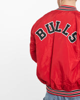 Vintage, 90s, Chalk, Line, Chicago, Bulls, Bomber, Jacket, The Real Deal, size extra large, colour Red, newtown, sydney, australia, thrift store, opshop, preloved, secondhand, sustainable, retro, antique, 70s, 80s, 90s, 2000s, 00s, fashion, clothing, streetwear, trendy, garment, style, boutique, store, shop, archive, sale, cheap, best, top, Jackets