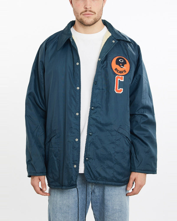 Vintage, 80s, Chicago, Bears, Sherpa, Lined, Coaches, Jacket, The Real Deal, size extra large, colour Navy, newtown, sydney, australia, thrift store, opshop, preloved, secondhand, sustainable, retro, antique, 70s, 80s, 90s, 2000s, 00s, fashion, clothing, streetwear, trendy, garment, style, boutique, store, shop, archive, sale, cheap, best, top, Jackets
