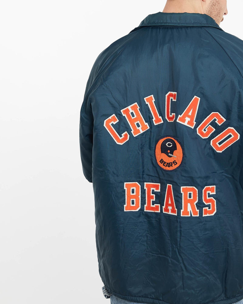 Vintage, 80s, Chicago, Bears, Sherpa, Lined, Coaches, Jacket, The Real Deal, size extra large, colour Navy, newtown, sydney, australia, thrift store, opshop, preloved, secondhand, sustainable, retro, antique, 70s, 80s, 90s, 2000s, 00s, fashion, clothing, streetwear, trendy, garment, style, boutique, store, shop, archive, sale, cheap, best, top, Jackets