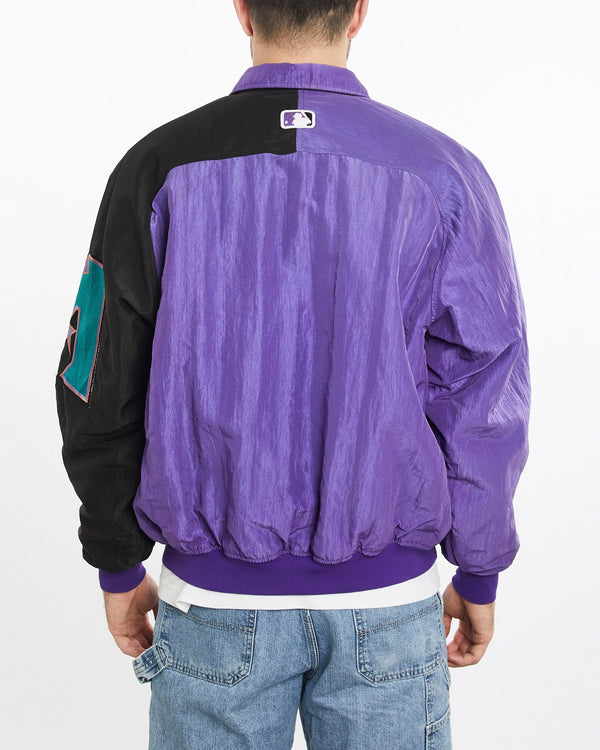 Vintage, 90s, Starter, MLB, Arizona, Diamondbacks, Bomber, Jacket, The Real Deal, size extra large, colour Purple, newtown, sydney, australia, thrift store, opshop, preloved, secondhand, sustainable, retro, antique, 70s, 80s, 90s, 2000s, 00s, fashion, clothing, streetwear, trendy, garment, style, boutique, store, shop, archive, sale, cheap, best, top, Jackets