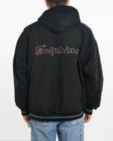 Vintage, 90s, Starter, NFL, Miami, Dolphins, Jacket, The Real Deal, size extra large, colour Black, newtown, sydney, australia, thrift store, opshop, preloved, secondhand, sustainable, retro, antique, 70s, 80s, 90s, 2000s, 00s, fashion, clothing, streetwear, trendy, garment, style, boutique, store, shop, archive, sale, cheap, best, top, Jackets
