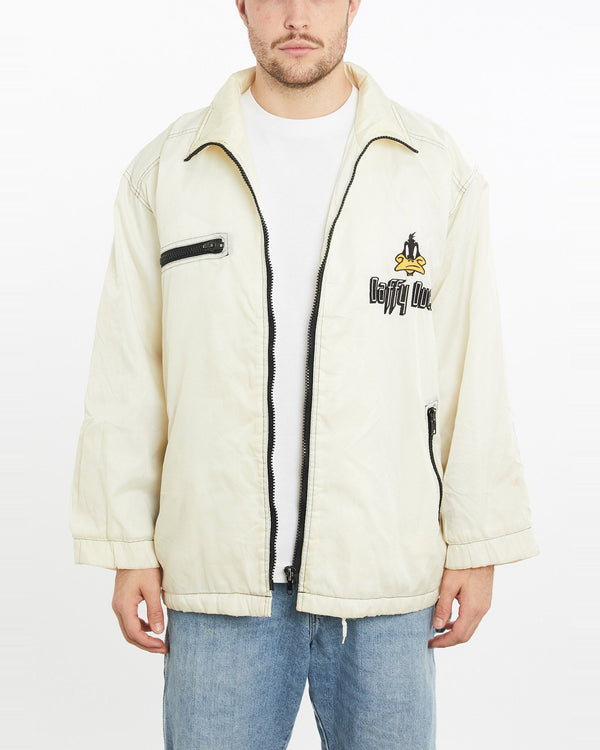 Vintage, 90s, Daffy, Duck, Jacket, The Real Deal, size extra large, colour White, newtown, sydney, australia, thrift store, opshop, preloved, secondhand, sustainable, retro, antique, 70s, 80s, 90s, 2000s, 00s, fashion, clothing, streetwear, trendy, garment, style, boutique, store, shop, archive, sale, cheap, best, top, Jackets