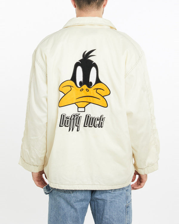 Vintage, 90s, Daffy, Duck, Jacket, The Real Deal, size extra large, colour White, newtown, sydney, australia, thrift store, opshop, preloved, secondhand, sustainable, retro, antique, 70s, 80s, 90s, 2000s, 00s, fashion, clothing, streetwear, trendy, garment, style, boutique, store, shop, archive, sale, cheap, best, top, Jackets