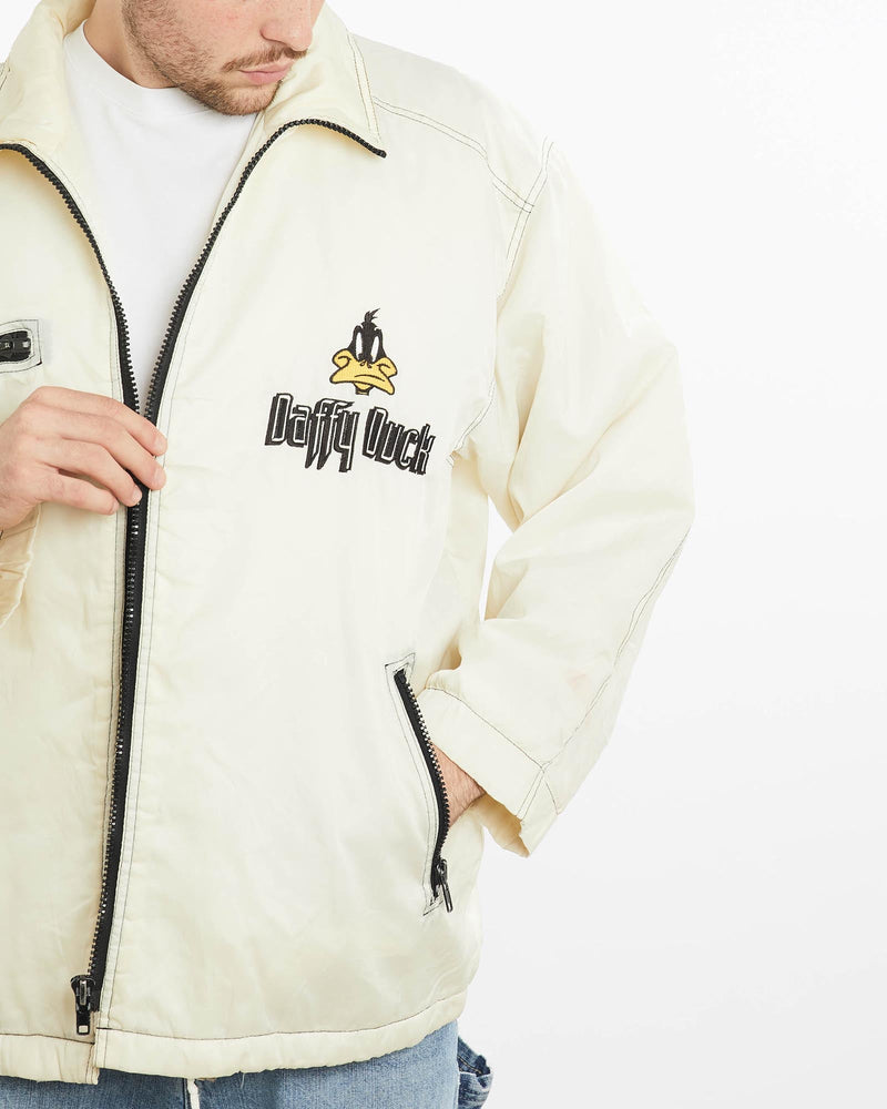 Vintage, 90s, Daffy, Duck, Jacket, The Real Deal, size extra large, colour White, newtown, sydney, australia, thrift store, opshop, preloved, secondhand, sustainable, retro, antique, 70s, 80s, 90s, 2000s, 00s, fashion, clothing, streetwear, trendy, garment, style, boutique, store, shop, archive, sale, cheap, best, top, Jackets