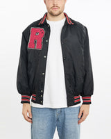 Vintage, 90s, Black, Hawk, Warriors, Bomber, Jacket, The Real Deal, size extra large, colour Black, newtown, sydney, australia, thrift store, opshop, preloved, secondhand, sustainable, retro, antique, 70s, 80s, 90s, 2000s, 00s, fashion, clothing, streetwear, trendy, garment, style, boutique, store, shop, archive, sale, cheap, best, top, Jackets