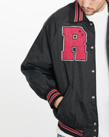 Vintage, 90s, Black, Hawk, Warriors, Bomber, Jacket, The Real Deal, size extra large, colour Black, newtown, sydney, australia, thrift store, opshop, preloved, secondhand, sustainable, retro, antique, 70s, 80s, 90s, 2000s, 00s, fashion, clothing, streetwear, trendy, garment, style, boutique, store, shop, archive, sale, cheap, best, top, Jackets