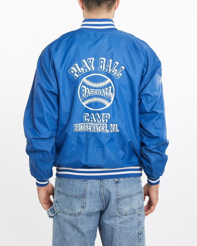Vintage, 80s, Baseball, Camp, Pullover, Jacket, The Real Deal, size large, colour Blue, newtown, sydney, australia, thrift store, opshop, preloved, secondhand, sustainable, retro, antique, 70s, 80s, 90s, 2000s, 00s, fashion, clothing, streetwear, trendy, garment, style, boutique, store, shop, archive, sale, cheap, best, top, Jackets