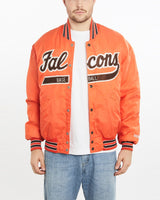 Vintage, 90s, DeLONG, Falcons, Bomber, Jacket, The Real Deal, size extra large, colour Orange, newtown, sydney, australia, thrift store, opshop, preloved, secondhand, sustainable, retro, antique, 70s, 80s, 90s, 2000s, 00s, fashion, clothing, streetwear, trendy, garment, style, boutique, store, shop, archive, sale, cheap, best, top, Jackets