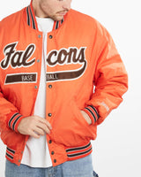 Vintage, 90s, DeLONG, Falcons, Bomber, Jacket, The Real Deal, size extra large, colour Orange, newtown, sydney, australia, thrift store, opshop, preloved, secondhand, sustainable, retro, antique, 70s, 80s, 90s, 2000s, 00s, fashion, clothing, streetwear, trendy, garment, style, boutique, store, shop, archive, sale, cheap, best, top, Jackets